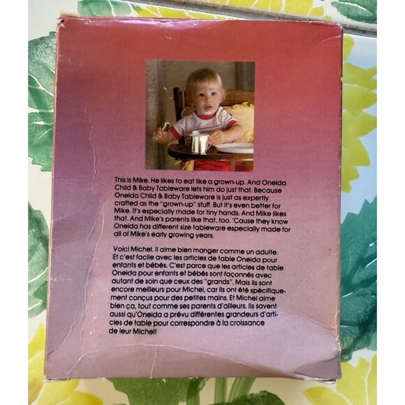 Baby spoon folded stainless Oneida Vntg in Box Mike Likes To Eat like A Grown Up - Picture 5 of 6